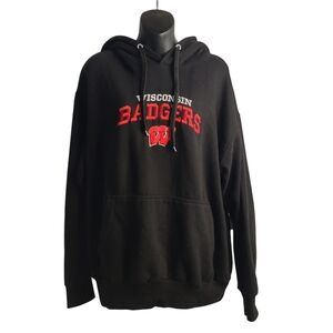 Wisconsin Badgers Men's Black Sportswear Hoodie Sweatshirt Embroidered Sz Large